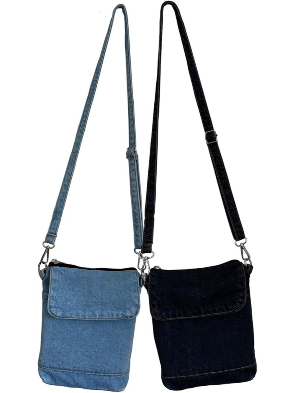 2 Pcs Small Denim Purses Blue Jean Shoulder Bag Retro Crossbody Bags Adjustable